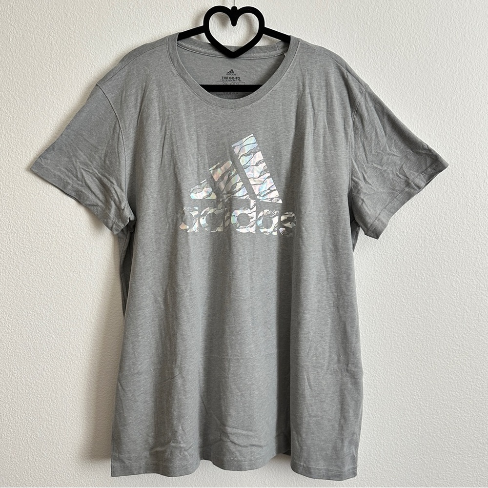Adidas Gray Iridescent Camo Logo The Go To Performance T-Shirt Size XXL